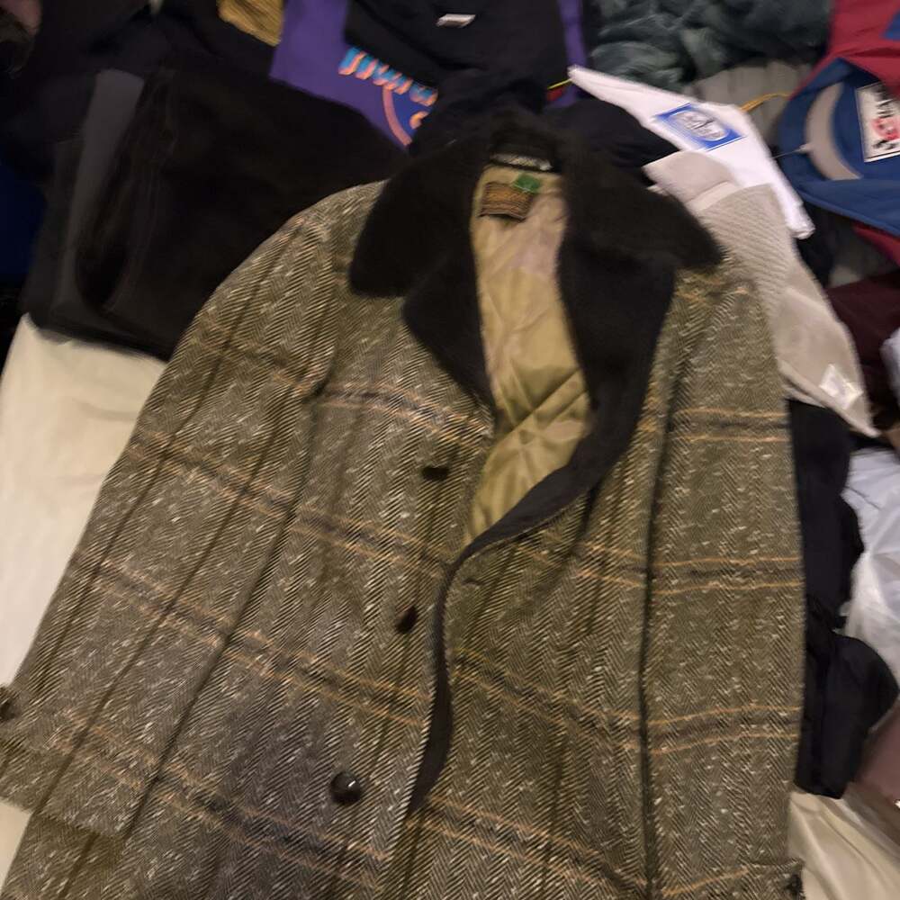 Vintage Pendleton Faux Fur Collar Tweed Plaid Wool Lined Coat